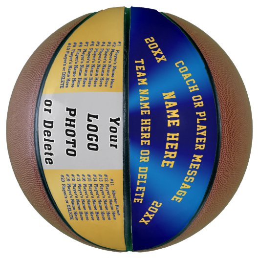 Blauw en goud, beste cadeautjes voor Basketball Co Basketbal (Verticaal)