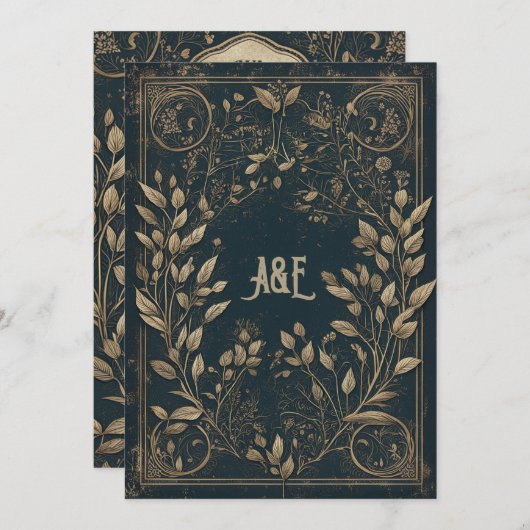 Blauw en Goud Betoverde Wilg Kaart (Voorkant / Achterkant)