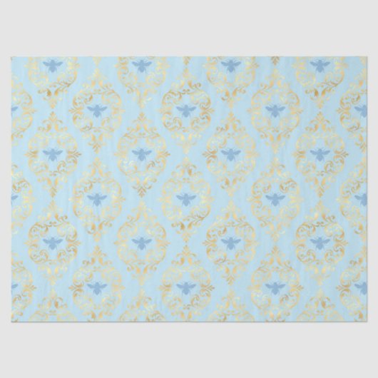 Blauw en Goud Bijen Serie Ontwerp #5 Tissuepapier (Voorkant)