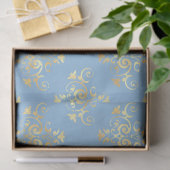 Blauw en Goud Bijen Serie Ontwerp #7 Tissuepapier (Geschenk)