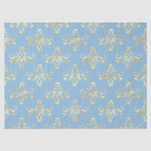 Blauw en Goud Bijen Serie Ontwerp #7 Tissuepapier (Voorkant)