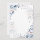 Blauw en goud bloem bruiloft Receptie Kaart (Achterkant)