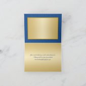 Blauw en goud bloemdamast bedankkaart (Binnen)