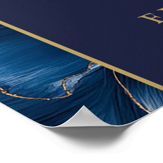 Blauw en Goud Bloemen 50e Jubileum Welkomstbord Poster (Hoek)