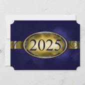 Blauw en Goud Bloemen Button 2025 Kaart (Voorkant)