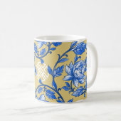 Blauw en Goud Bloemen Chinoiserie Koffiemok (Voorkant rechts)