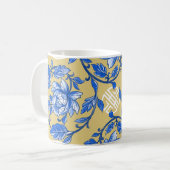 Blauw en Goud Bloemen Chinoiserie Koffiemok (Voorkant links)