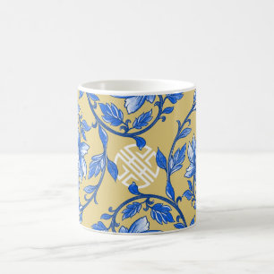 Blauw en Goud Bloemen Chinoiserie Koffiemok