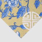 Blauw en Goud Bloemen Chinoiserie Tissuepapier (Detail)
