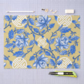 Blauw en Goud Bloemen Chinoiserie Tissuepapier (Craft)