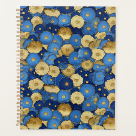 Blauw en Goud Bloemen Chiyogami Planner
