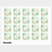 Blauw en Goud Bloemen Dank u Stickers (Vel)