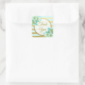Blauw en Goud Bloemen Dank u Stickers (Tas)