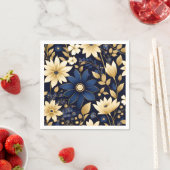 Blauw en Goud Bloemen Patroon Servet (Insitu)