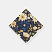 Blauw en Goud Bloemen Patroon Servet (Hoek)