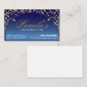 Blauw en Goud Bloemen Professioneel of Persoonlijk Visitekaartje (Voorkant / Achterkant)