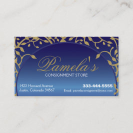 Blauw en Goud Bloemen Professioneel of Persoonlijk Visitekaartje