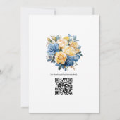 Blauw en goud bloemenschema bruiloft kaart (Achterkant)