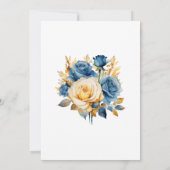Blauw en goud bloemig bruidsdouche kaart (Achterkant)
