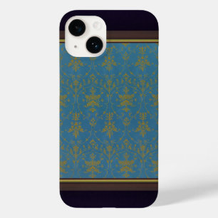 Blauw en goud bloempatroon Case-Mate iPhone 14 hoesje