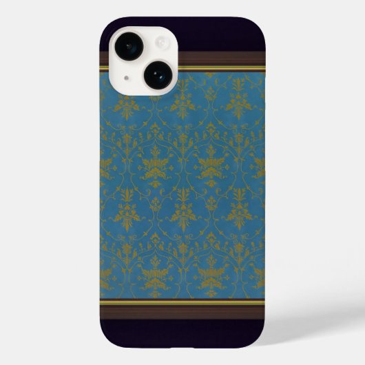 Blauw en goud bloempatroon Case-Mate iPhone case (Achterkant)
