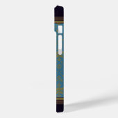 Blauw en goud bloempatroon Case-Mate iPhone case (Achterkant / Links)