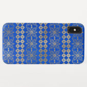 Blauw en Goud Boho Floral Mandala Patroon Case-Mate iPhone Case (Achterkant (horizontaal))