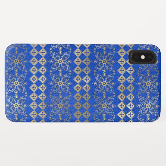 Blauw en Goud Boho Floral Mandala Patroon Case-Mate iPhone Case (Achterkant (horizontaal))