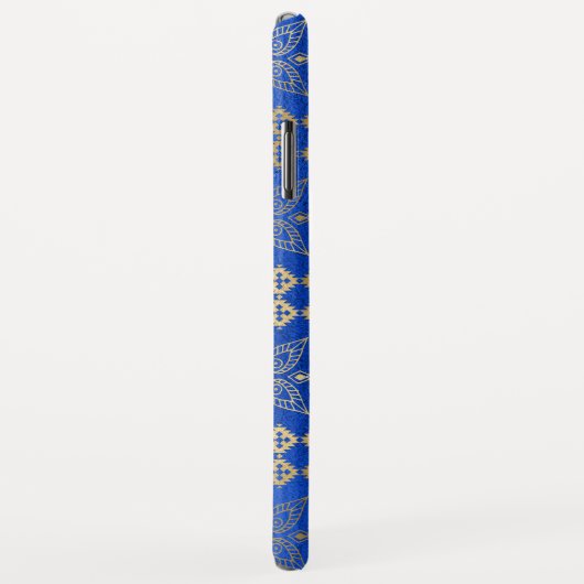 Blauw en Goud Boho Floral Mandala Patroon Case-Mate iPhone Case (Achterkant/rechts)