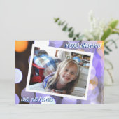 Blauw en Goud Bokeh Kerstmis Foto Feestdagenkaart (Staand voorkant)