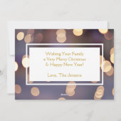 Blauw en Goud Bokeh Sparkles Kerstmis Foto Feestdagenkaart (Achterkant)