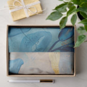 Blauw en Goud Botanisch Découpage Tissuepapier (Geschenk)