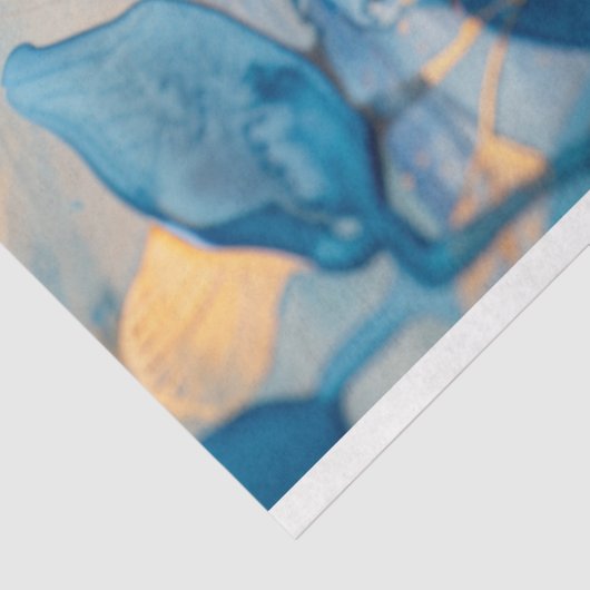 Blauw en Goud Botanisch Découpage Tissuepapier (Detail)