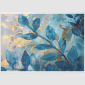 Blauw en Goud Botanische Decoupage Tissuepapier (Voorkant)