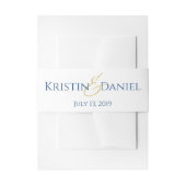 Blauw en Goud Bruiloft Uitnodiging Belly Band Uitnodigingen Wikkel (Voorkant Voorbeeld)