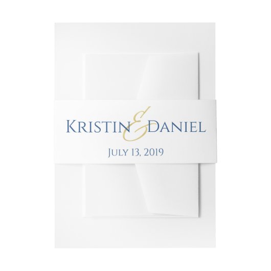 Blauw en Goud Bruiloft Uitnodiging Belly Band Uitnodigingen Wikkel (Voorkant Voorbeeld)