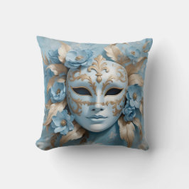 Blauw en goud carnaval masker kussen