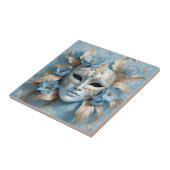Blauw en goud carnaval masker tegeltje (Zijkant)