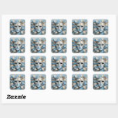Blauw en goud carnaval masker vierkante sticker (Vel)