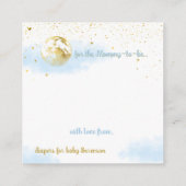 Blauw en Goud Celestial Baby shower Luier Raffle Informatiekaartje (Achterkant)