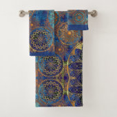 Blauw en Goud Celestial Badhanddoek Set Custom Bad Handdoek (Insitu)
