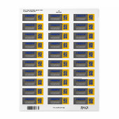 Blauw en Goud Chalkboard Afstuderen Retouradres Etiket (Full Sheet)