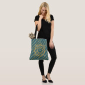 Blauw en goud chic fun tas (Op model)