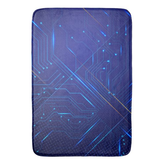 Blauw en Goud Circuit Patroon Badmat (Voorkant Verticaal)