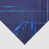 Blauw en Goud Circuit Patroon Tissuepapier (Detail)