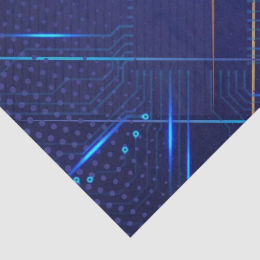 Blauw en Goud Circuit Patroon Tissuepapier (Detail)