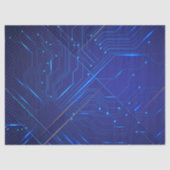 Blauw en Goud Circuit Patroon Tissuepapier (Voorkant)