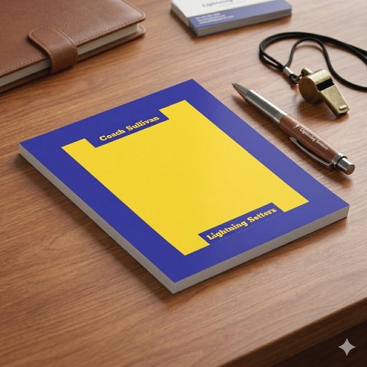 Blauw en goud coach notitieblok