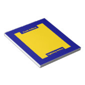 Blauw en goud coach notitieblok (Schuin)