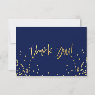 Blauw en Goud Confetti Bedankkaartjes Bedankkaart